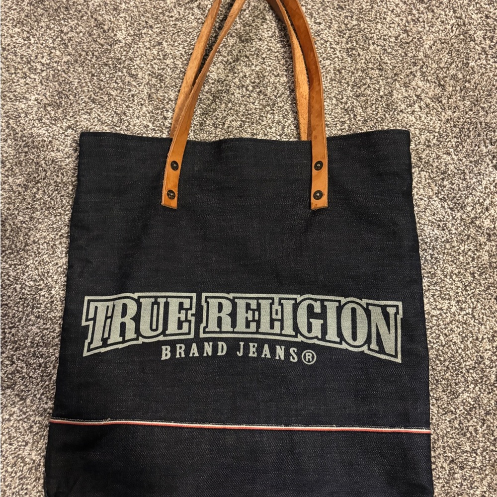True Religion Denim Tote with leather Handles